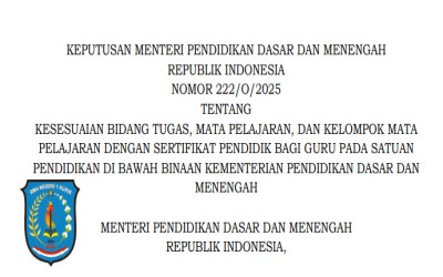 RINGKASAN KEPMEN PENDIDIKAN DASAR DAN MENENGAH 222/O/2025 – LINIARITAS GURU